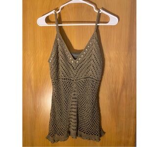 Vintage Crochet Tank Top Olive Green Size M/L